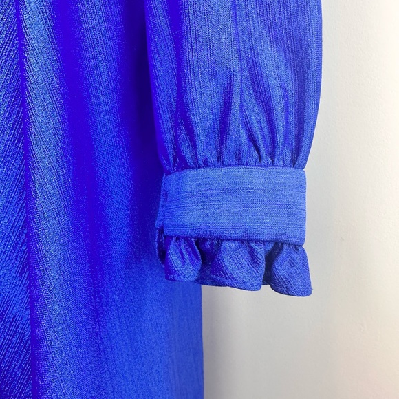 VINTAGE 1970s Royal Blue Midi Dress US M - Picture 5 of 8